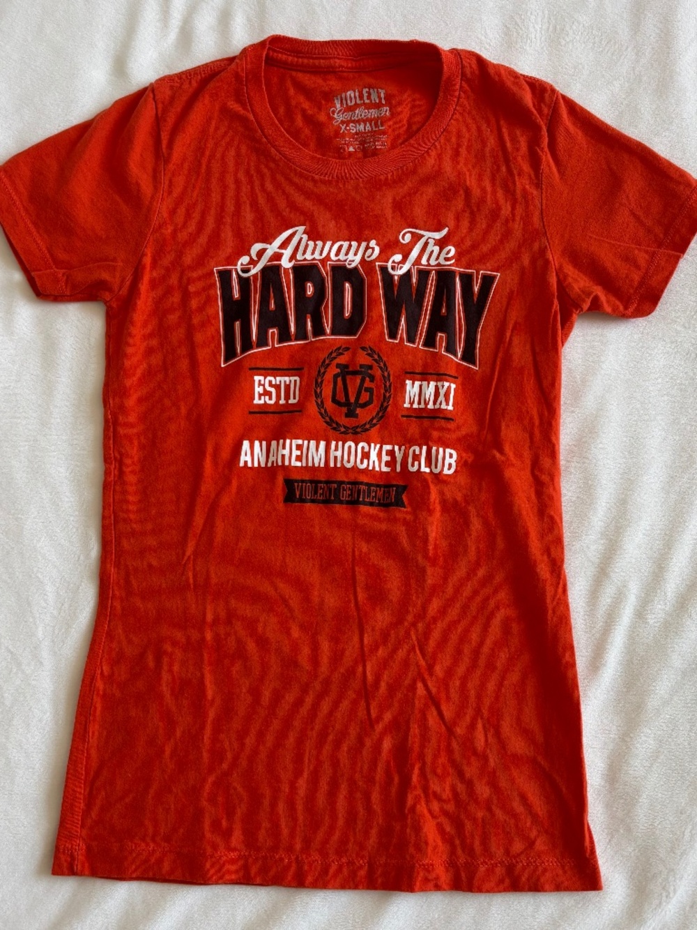 Violent Gentlemen T-shirt Anaheim Hockey Club Always The Hard Way Womens Size XS